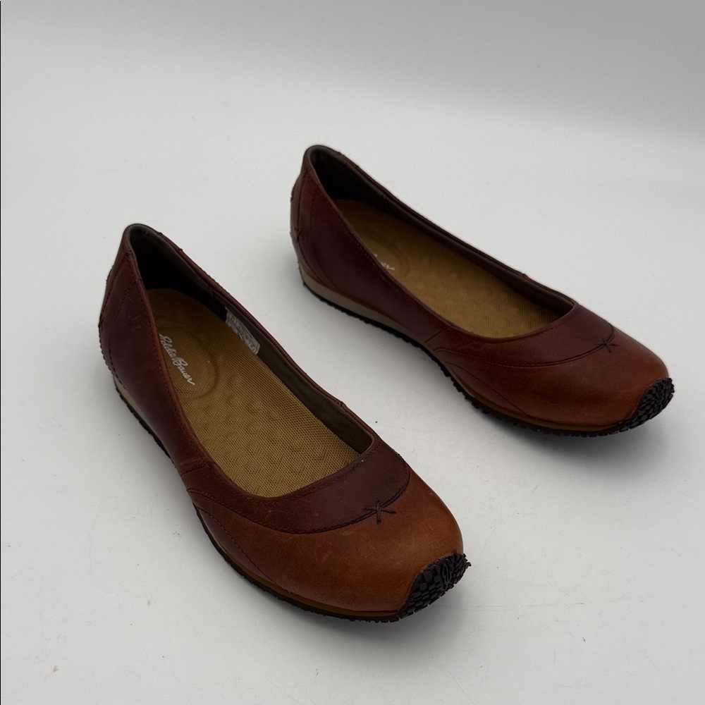 Eddie Bauer Chestnut Women's leather Loafers 8.5 slip on casual office retro Y2K